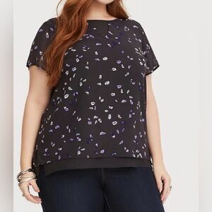 Torrid Grey Feather Chiffon Blouse